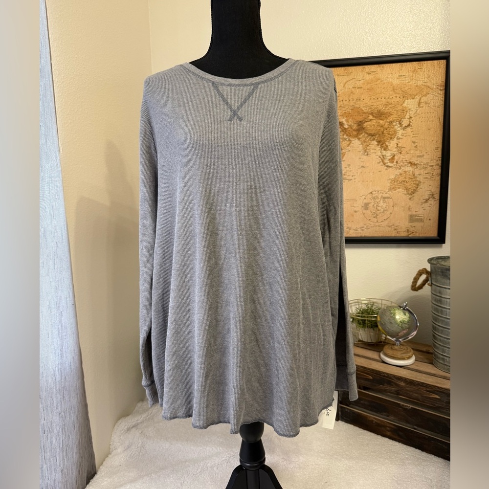 Style & Co grey waffle knit shirt 3X
